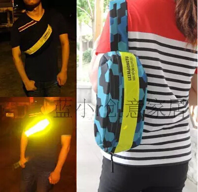 新款 折光胸包潮包单车潮包运动男女腰包胸包男女斜挎包死飞包