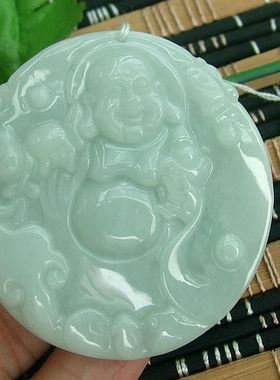 90601玉琳阁  实物拍 缅甸玉 天然A货翡翠平安如意大佛大吊坠