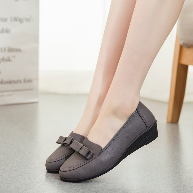 秋季韩版妈妈鞋皮鞋蝴蝶结防滑单鞋浅口懒人鞋粗跟平底女鞋豆豆鞋在类目 女鞋, 低帮鞋中 - 来自Buy2taobao.com提供专业的淘宝代购服务