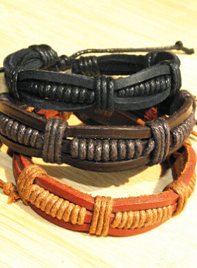 时尚风真皮编织韩版复古情侣手环