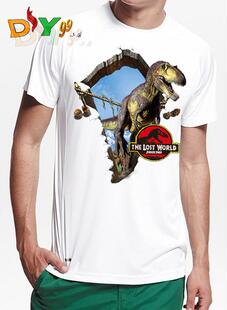 diyT恤定制侏罗纪公园 3D恐龙逼真图案儿童男女圆领短袖长袖体恤