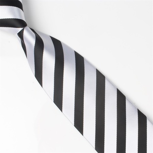 黑白条纹领带男商务职业正装宽版8CM工作上班学生