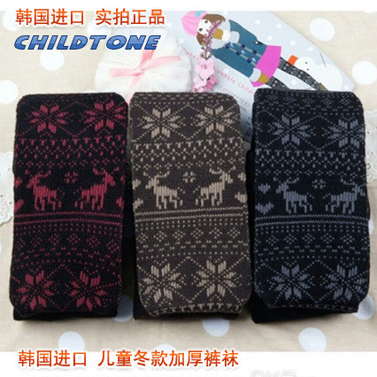 韩国进口儿童秋冬款加厚连裤袜女孩宝宝北欧风时尚纯棉厚实打底袜