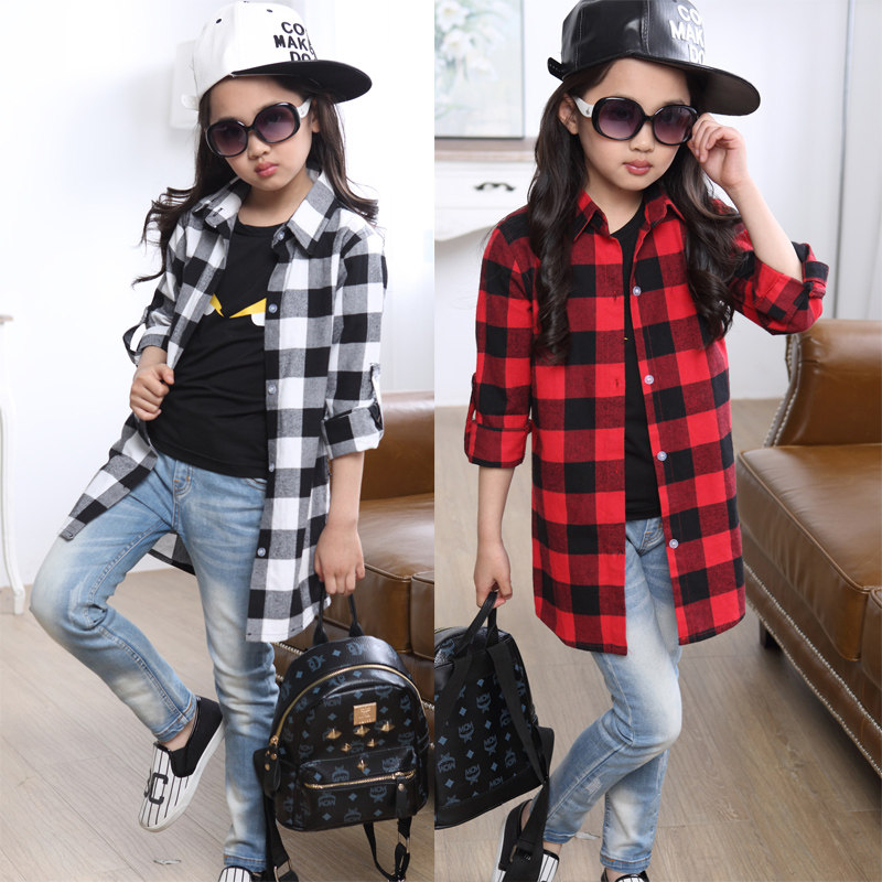 Chemise fille à manche longue en coton - Ref 2085990 Image 1