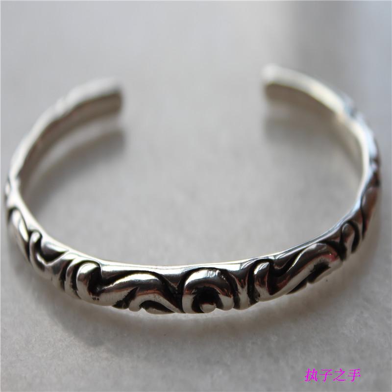 925纯银男女手链宫莺尾花手镯手环网红同款复古手串