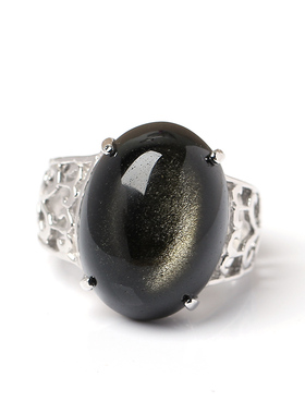 天然猫眼金曜石包边饰品戒指