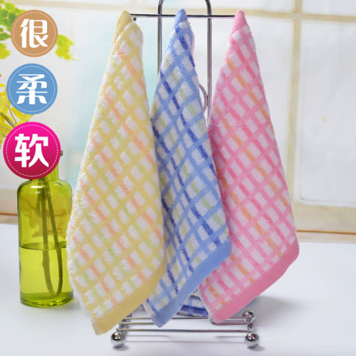 儿童方巾口水巾小毛巾纯棉格子洗脸巾婴儿小方巾手巾宝宝手帕加厚