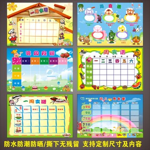 幼儿园学校早教中心早餐点心每日菜谱表墙贴一周营养食谱防水贴纸