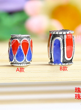 DIY散珠饰品配件 纯铜滴油景泰蓝隔珠直管 珐琅套管手链百搭配饰