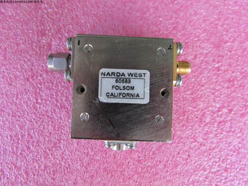 NARDA进口 60583  695-910MHz  SMA RF 射频微波同轴隔离器  质量包好，包能用 可提供详细测试图 请放心购买 频率范围： 695-910MHz 插损:＜0.5dB 隔离度.:＞20dB 接头：SMA-female