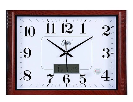 康巴丝20寸客厅静音挂钟大气简约长方形石英钟 夜光办公室墙钟表