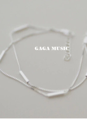 韩国纯银光面立体长方形双层手链