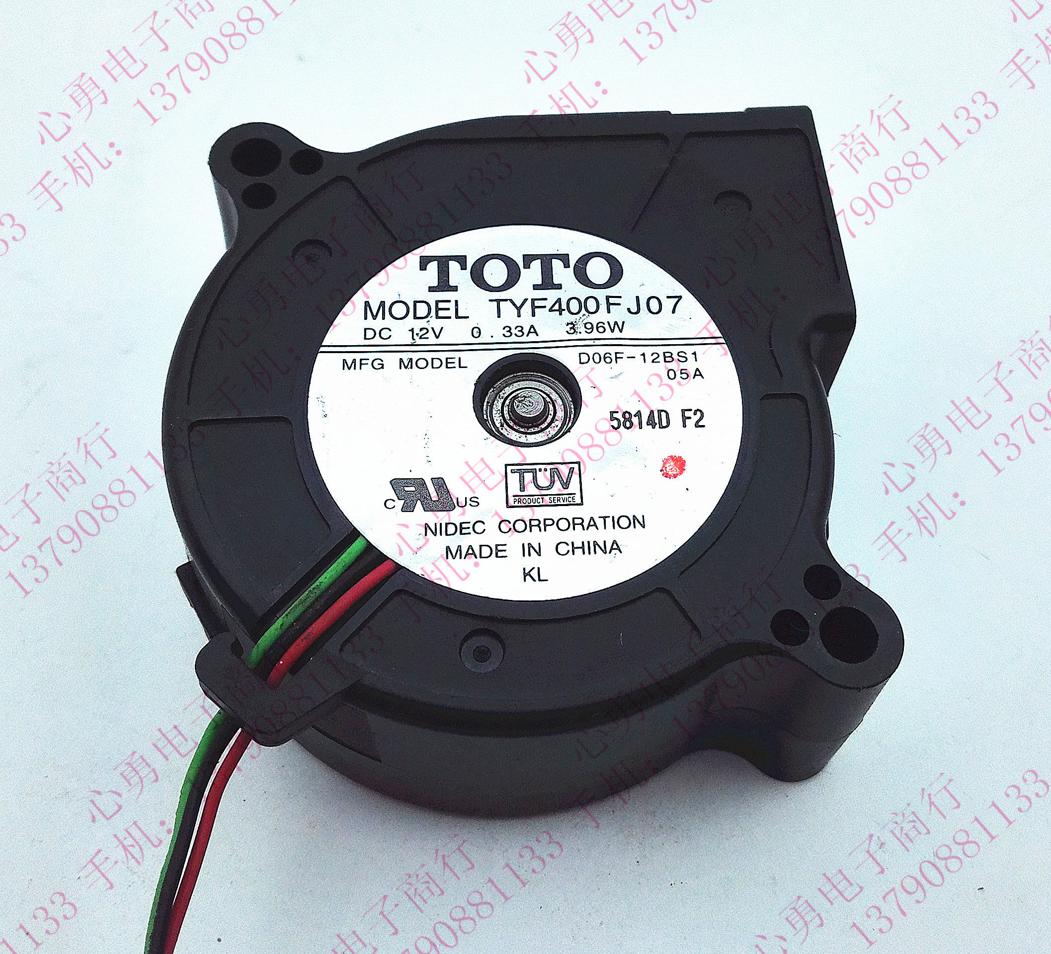 TOTO散热鼓风机TYF400FJ07 12V 0.33A 3.96W D06F-12BS1投影机