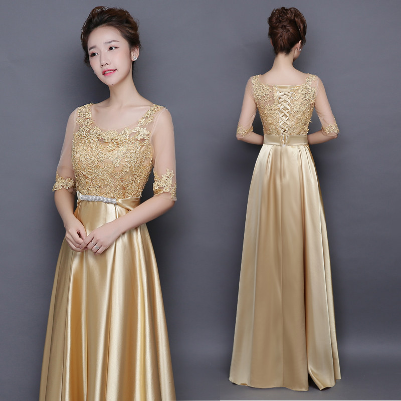 Chorus costume longuette 2021 new pattern adult grace Host costume Show thin golden Evening dressin the Women's clothing/Boutique , Wedding/Cheongsam/Formal dress , Formal dress/Evening  category - from Buy2taobao.com to provide professional Taobao agent buy service