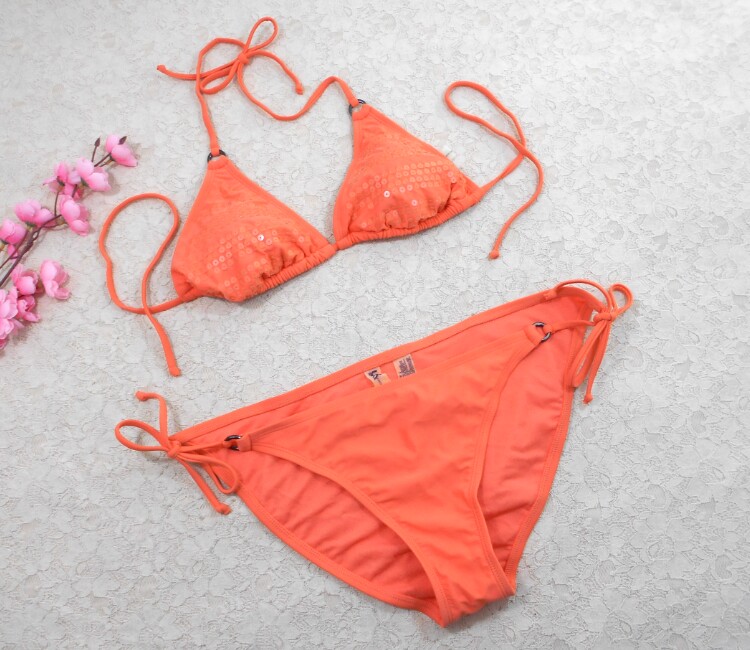 外贸原单 a836 性感三角系绳款 亮片比基尼套装 泳衣泳裤特价处理