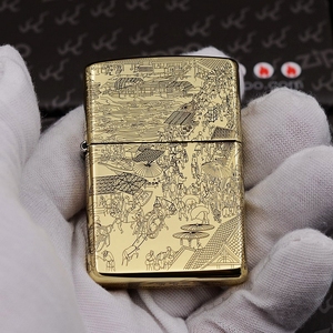 夜色zippo正品  纯铜盔甲 五面精雕  清明上河图