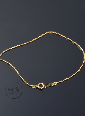 日本18K黄金手链首饰手饰 光珠圆珠链 丨宽1.0mm