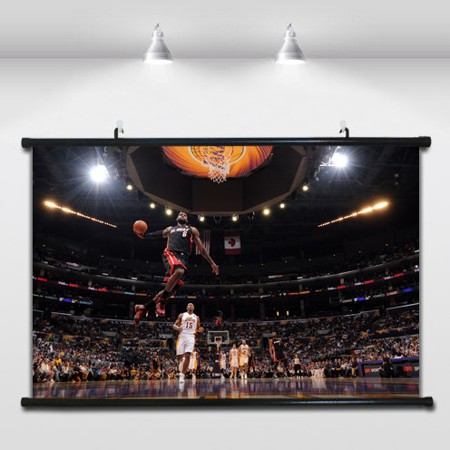詹姆斯热火时期扣篮装饰布挂墙有框画NBA篮球星皇帝詹皇霸气海报