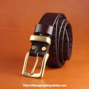 [十月]意大利进口头层牛皮手工编织情侣皮带养牛皮带个性复古包邮