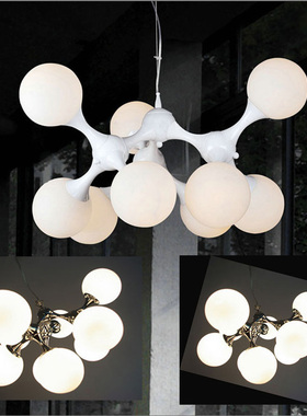 分子灯灯15头9头6头3头DNA吊灯奶白圆球吊灯现代简约意大利吊灯