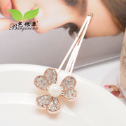 Bagen grass hairpin rhinestone side of top clamp style clip Clip hair Han Guopan hair bangs clip headgear