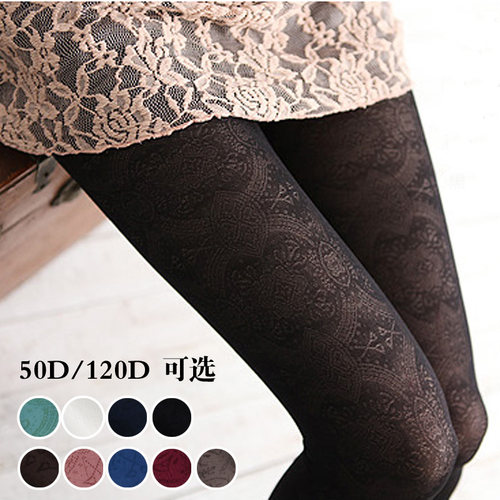 复古暗花纹丝袜天鹅绒显瘦中厚