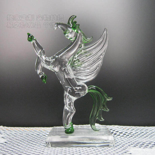 水晶玻璃马到成功 水晶飞马摆设 家居装饰品马摆件 十二生肖午马