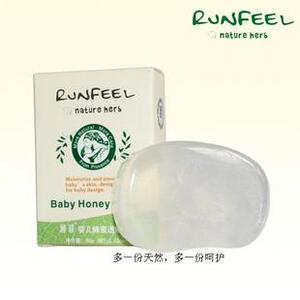 实体店特价润菲婴儿草本蜂蜜滋润皂天然透明香皂
