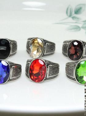 男士欧美复古朋克风宝石戒指