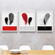 饰画黑白红羽毛抽象挂画三联玄关画无框画现代简约有框 餐厅客厅装