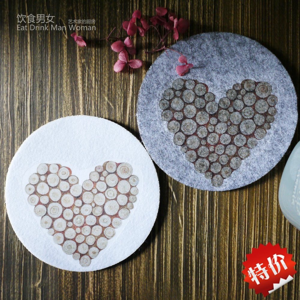 kag设计师原创 北欧风格毛毡杯垫餐垫茶垫 纯手工印制 吸水隔热