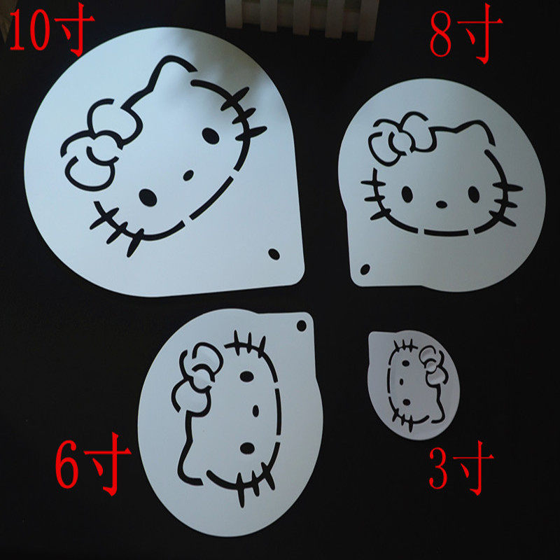 包邮新品3~10寸hello kitty猫蛋糕糖粉筛模 KT印花模 喷花模