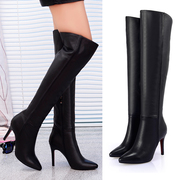 2015 new stylish pointy leather women boots over the knee boots for fall/winter long boots high heel boots high boots