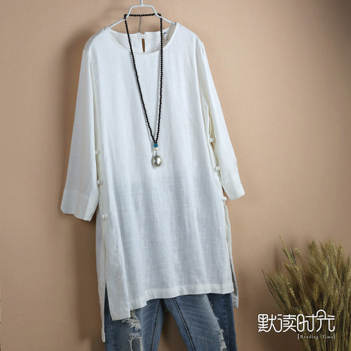 复古文艺范中式九分长袖棉麻盘扣上衣中长款宽松衬衫民国风女装春在类目 女装/女士精品, 衬衫中 - 来自Buy2taobao.com提供专业的淘宝代购服务