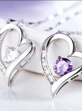 韩国银项链锁骨链水晶流行饰品