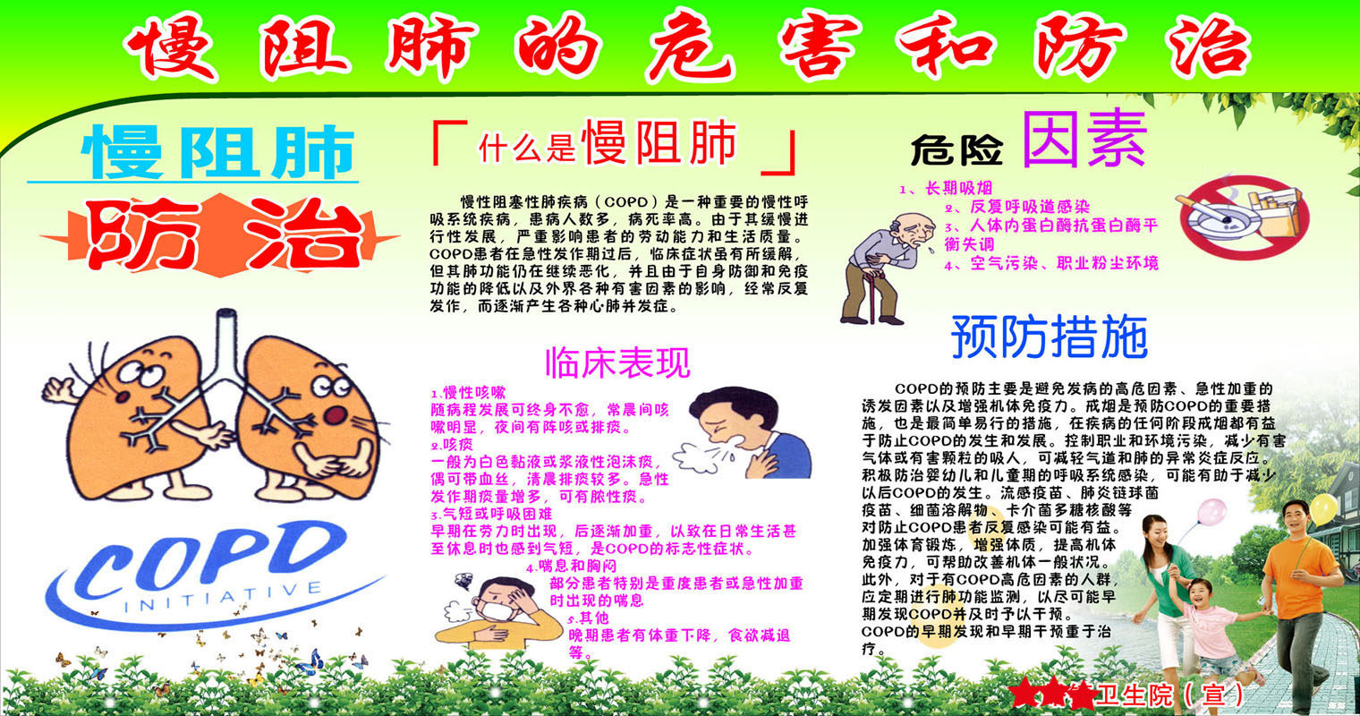 742海报印制展板写真喷绘贴纸580慢阻肺危害与宣传栏