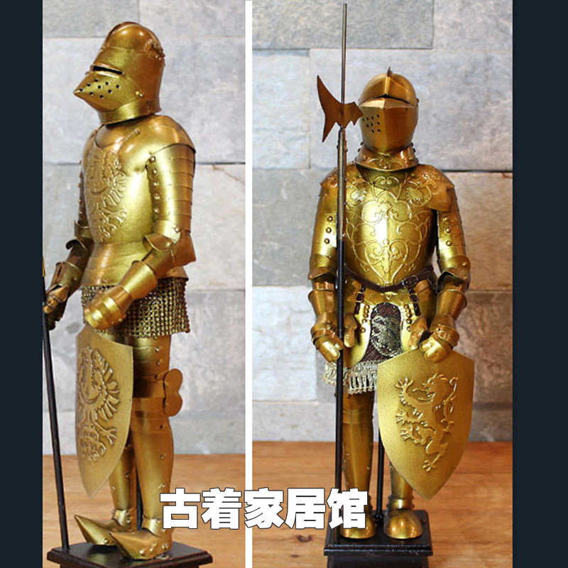 中世纪骑士桌面摆件/欧式复古铁艺武士/酒吧客厅办公室摆件模型