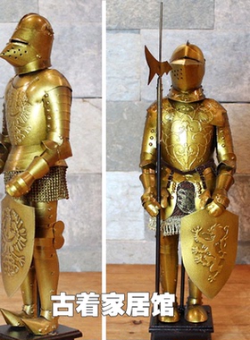 中世纪骑士桌面摆件/欧式复古铁艺武士/酒吧客厅办公室摆件模型