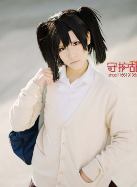 守护甜心阳炎project-榎本贵音/Actor 黑色双虎口夹cosplay假发