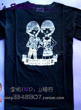 Anna Sui安娜苏Dolly Girl摇滚娃娃Rock me黑色T恤短袖