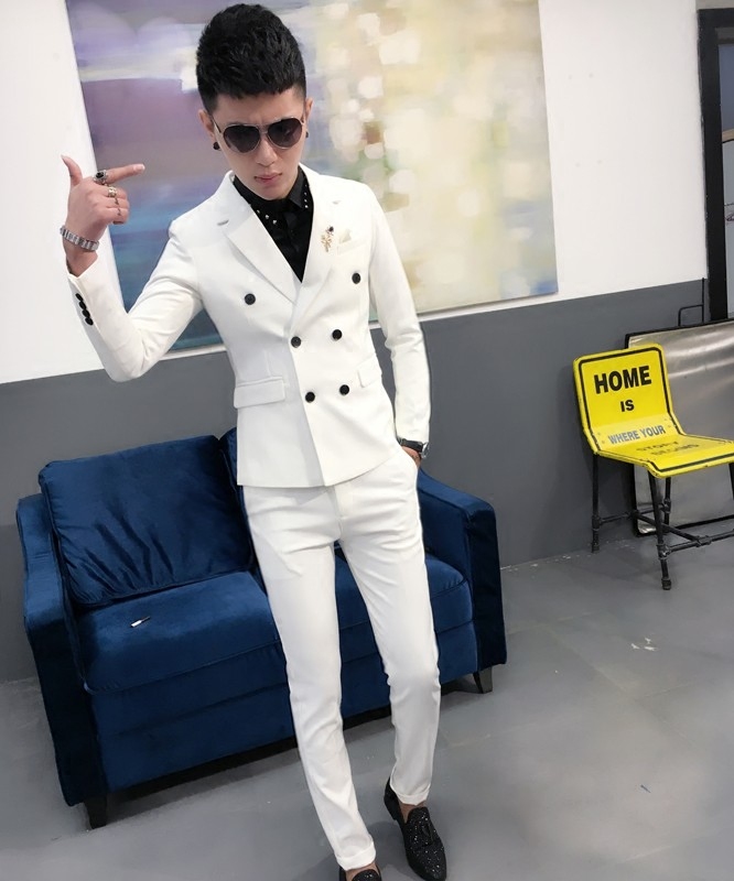 2024新款韩版修身青年西服套装夜店男休闲春款小西装小伙发型师潮