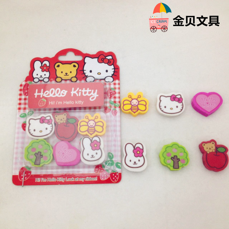 太萌兔韓版可愛文具橡皮擦 創(chuàng)意KT貓橡皮 六塊組合套裝 學(xué)生用品
