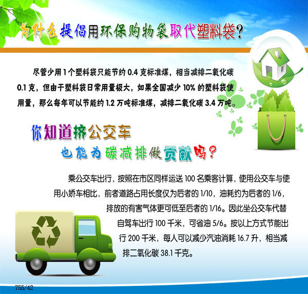 755海报印制展板写真42低碳环保节能减排环保宣传栏使用环保袋