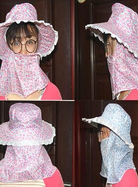 遮阳帽花边女士夏季大檐遮脸帽子