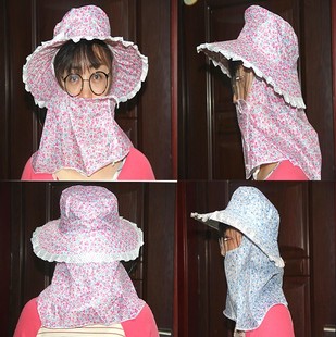 包邮女士夏季遮阳帽骑车帽布帽大檐防晒遮脸帽子采茶帽惠安帽包脸