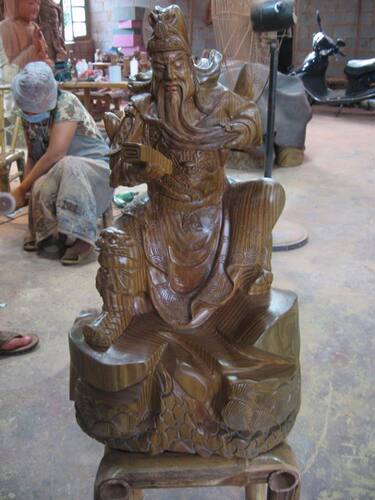 木雕工艺品绿檀关公像阅春秋关羽高68CM人物