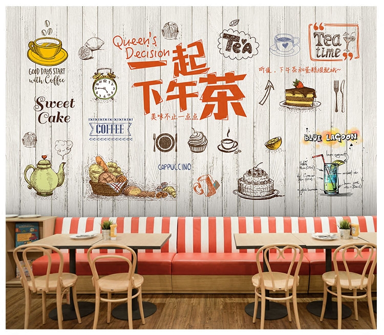 手绘墙体彩绘咖啡厅墙画壁画西餐厅 网咖奶茶店墙画壁画手绘油画