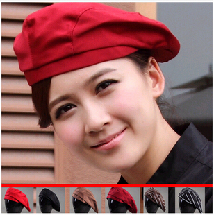 咖啡厅面包店西餐厅糕点师厨师帽厨房贝雷帽男女通用工作透气帽子