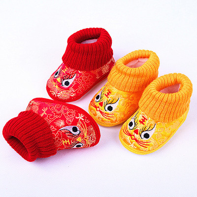 婴儿眉眼鞋宝宝满月百天老虎头鞋