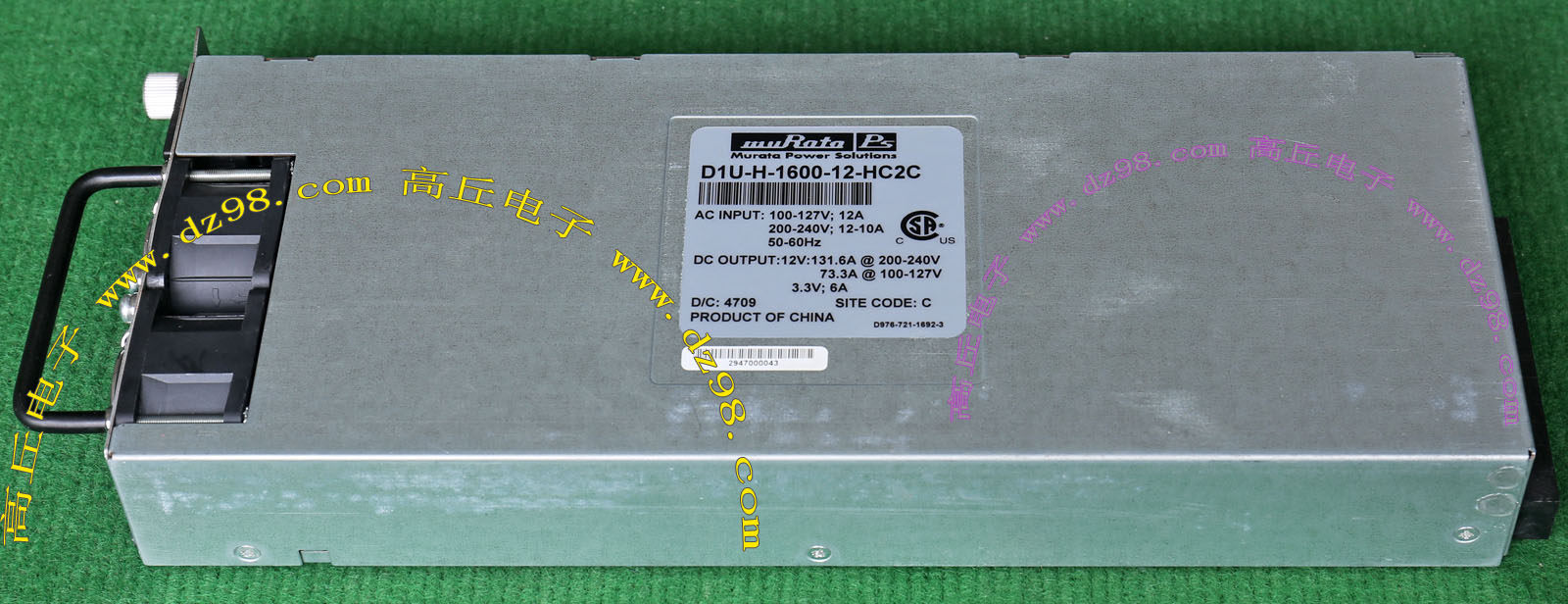 日本村田D1U-H-1600-12-HC2C 刀箱服务器电源 原装拆机